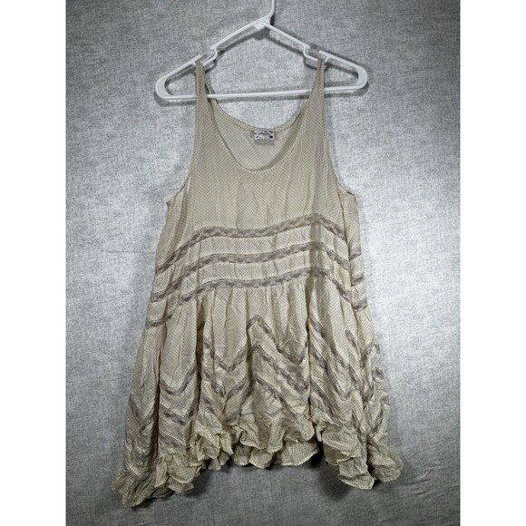 Intimately Free People Slip Mini Dress Women Small Cream Lace Trim Trapeze Boho - Picture 8 of 9